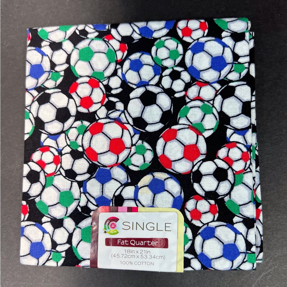 Single Brand 100%‎ Cotton Fat Quarter Soccer Onyx Pattern